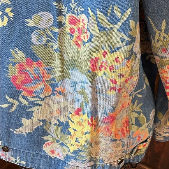 Susan Graver Floral Jean Jacket - Blue and Multicolor - Picture 6 of 8